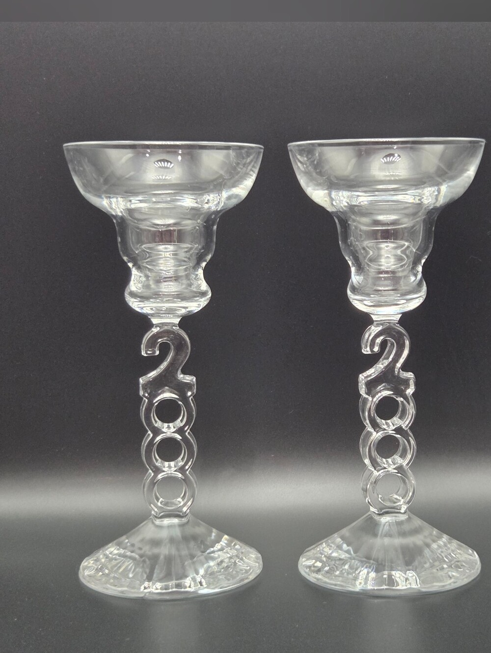 Cristal d'Arques Vintage 2000 Millennium Candlestick Holders Set Made In France